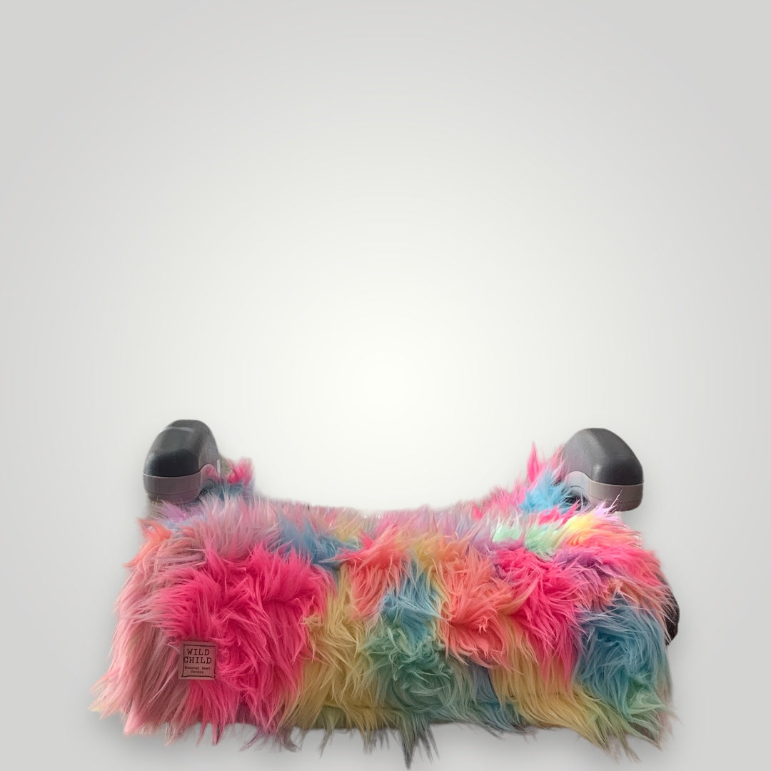 Unicorn Rainbow Husky Faux Fur Booster Seat Cover