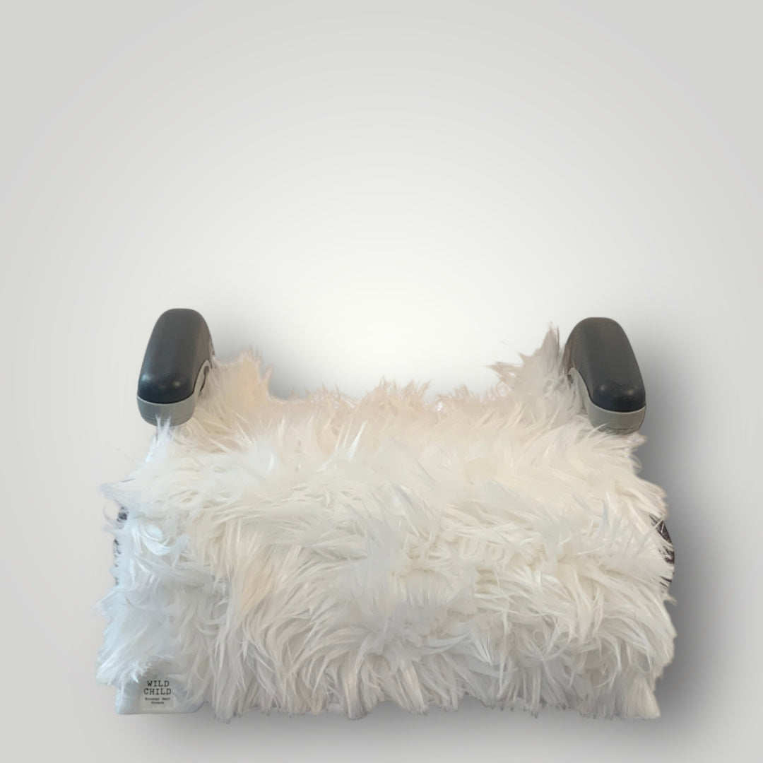 White Husky Faux Fur Kids Booster Seat Cover