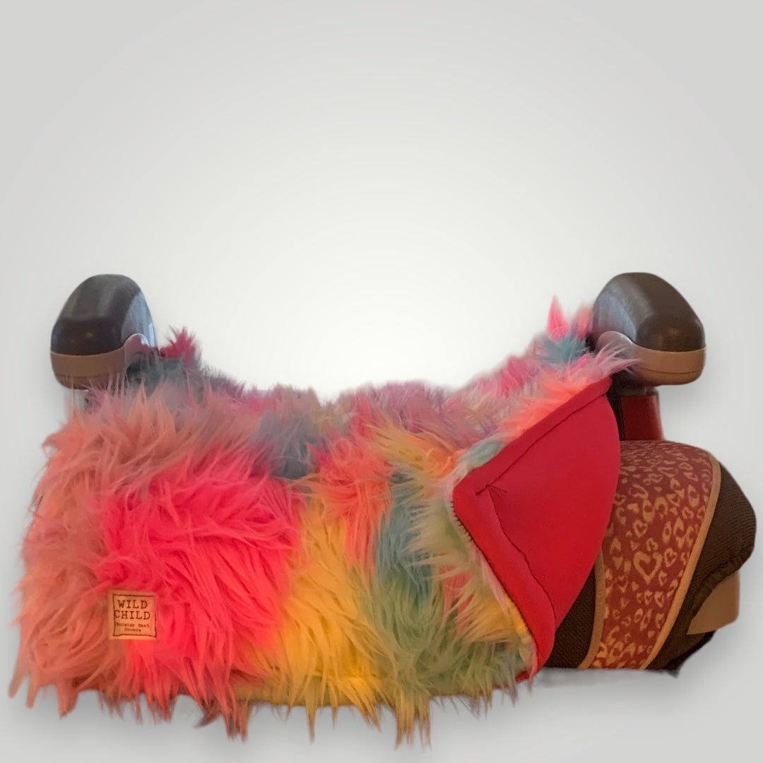 Unicorn Rainbow Husky Faux Fur Booster Seat Cover